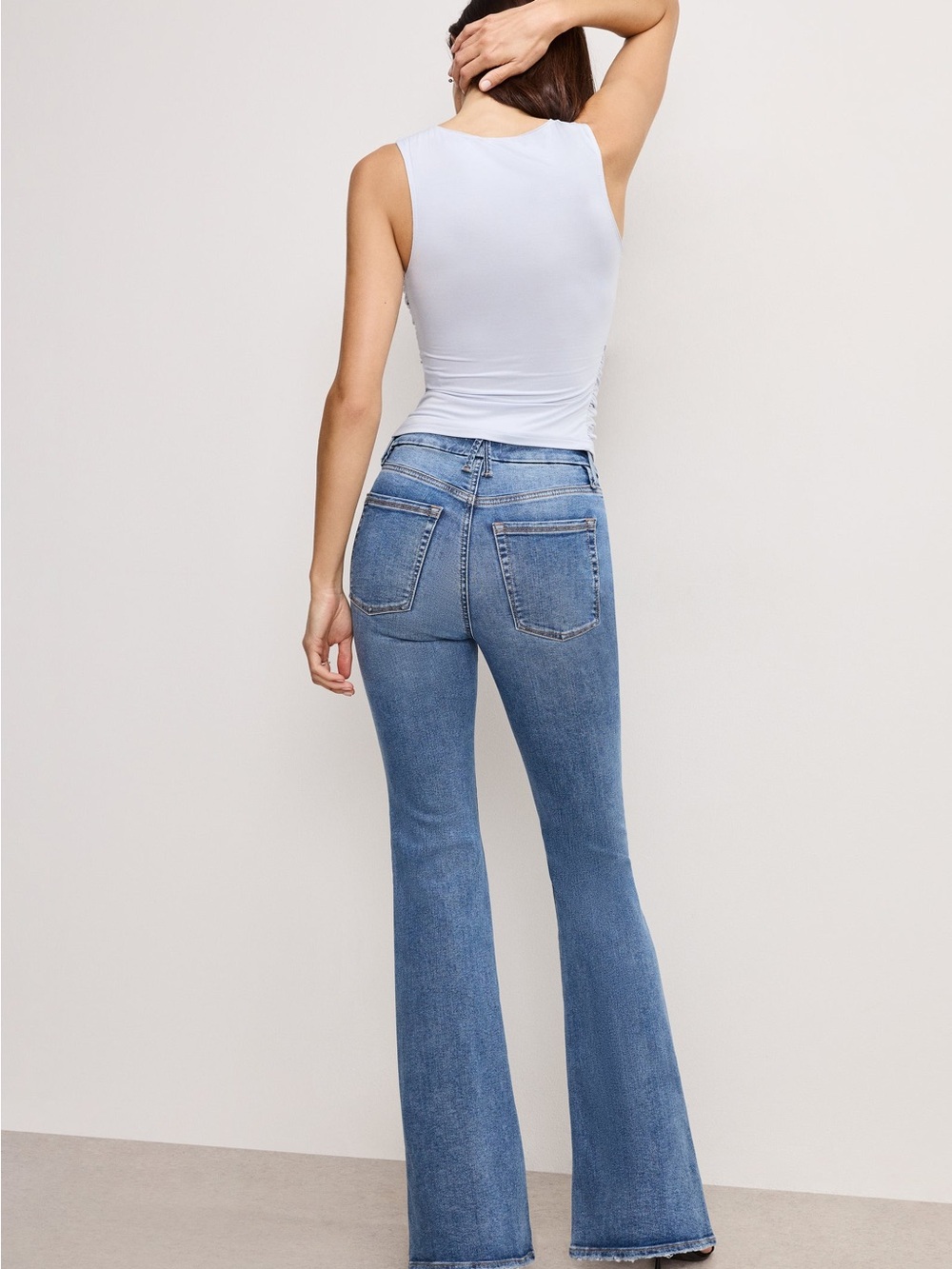 Good American Light Blue High-Rise Flare Jeans - Picture 3 of 7